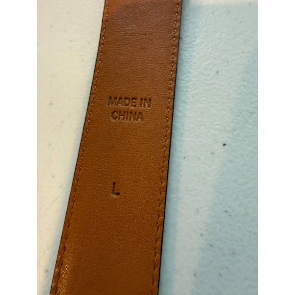 Lauren Ralph Lauren Black Croc Embossed Italian Leather Belt Silver Buckle L